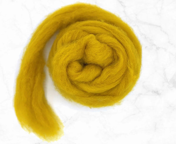 Corriedale Bulky Wool Roving-Mustard