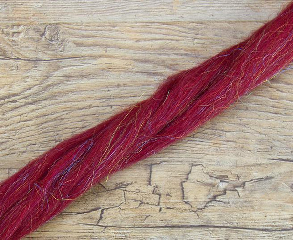 Glitzy Ruby Merino Roving / Top - Mohair & More