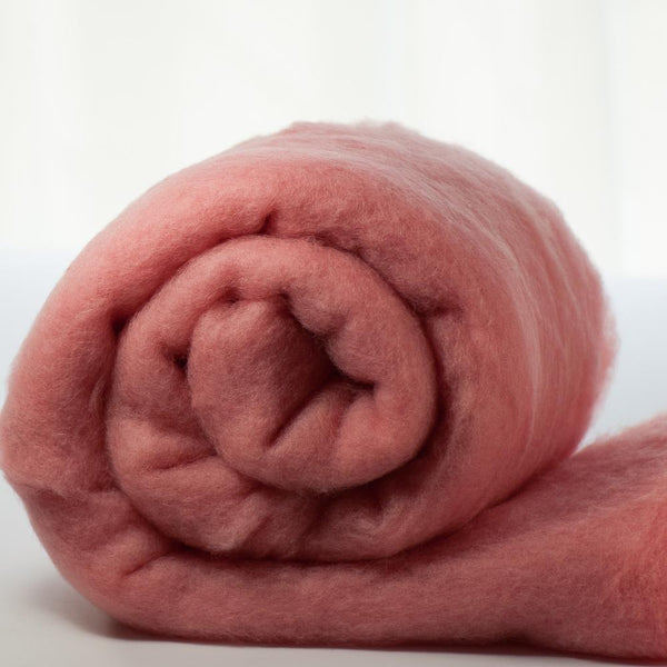 NZ Perendale Wool Carded Batt - Salmon-7 oz - Mohair & More